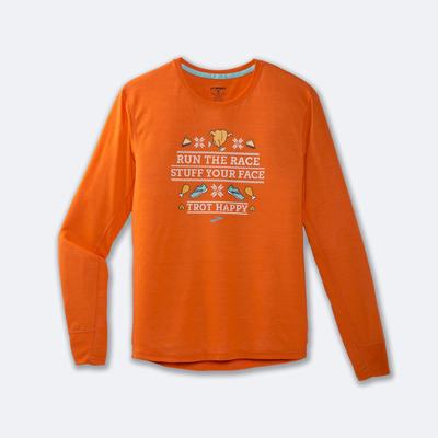 Brooks Distance Grafične Long Sleeve Moški Majice Oranžne | Slovenija-32108