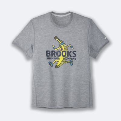 Brooks Distance Grafične Short Sleeve Moški Majice Sive | Slovenija-17046