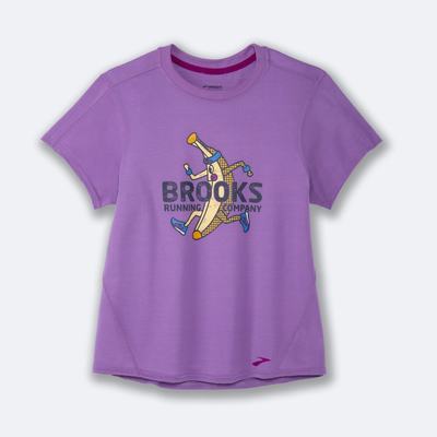 Brooks Distance Grafične Short Sleeve Ženske Majice Vijolične | Slovenija-61843