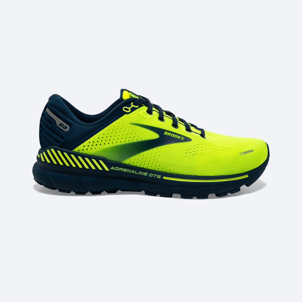 Brooks Adrenaline GTS 22 Moški Tekaški Copati Rumene Temno Modre | Slovenija-03725