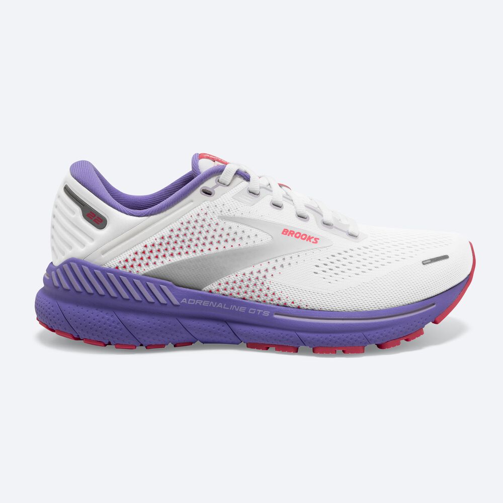 Brooks Adrenaline GTS 22 Ženske Tekaški Copati Bele Koralne Vijolične | Slovenija-75308