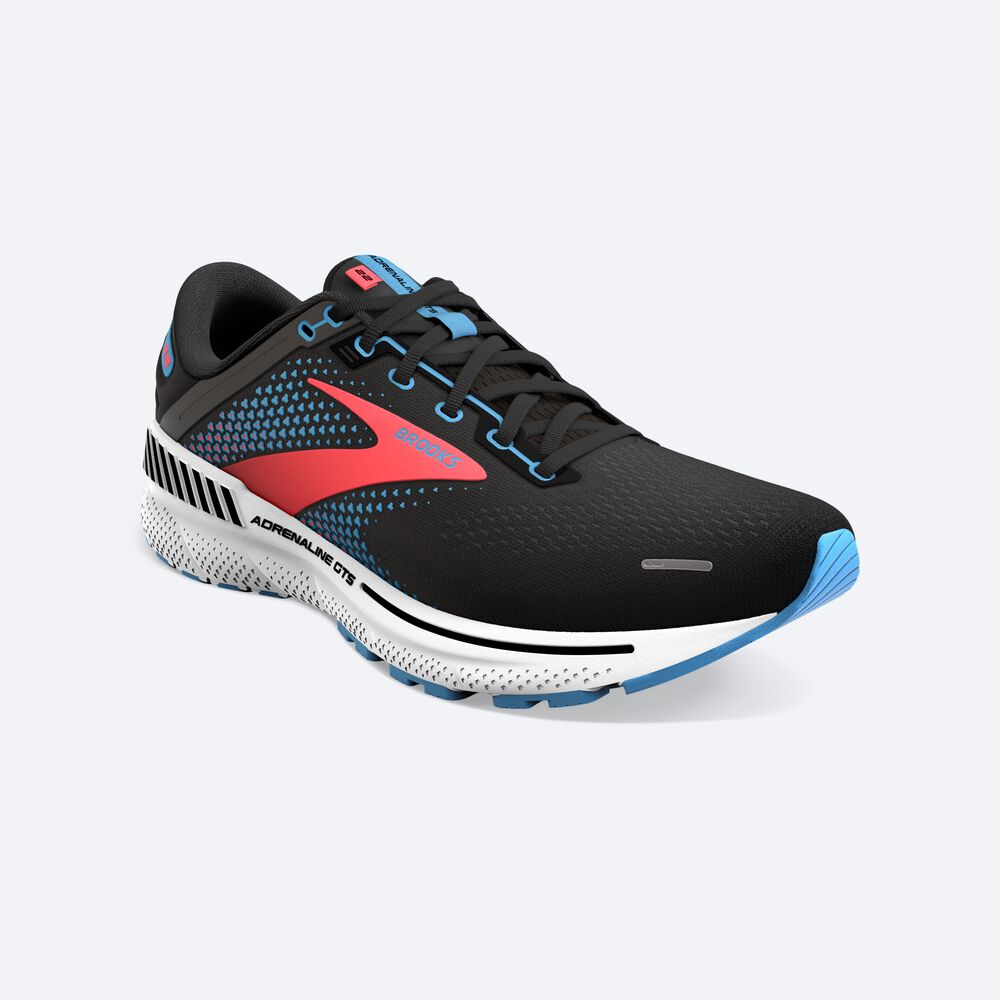 Brooks Adrenaline GTS 22 Ženske Tekaški Copati Črne Modre Koralne | Slovenija-79504