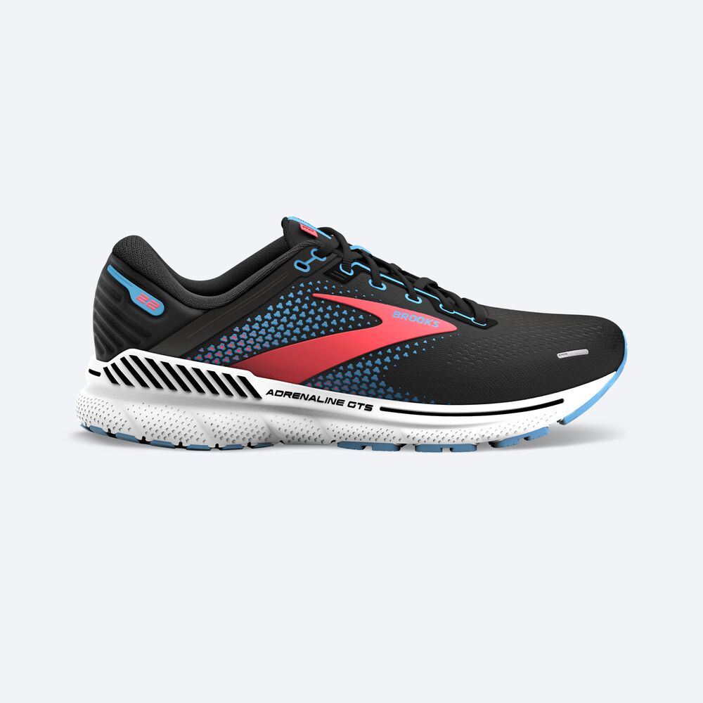 Brooks Adrenaline GTS 22 Ženske Tekaški Copati Črne Modre Koralne | Slovenija-79504