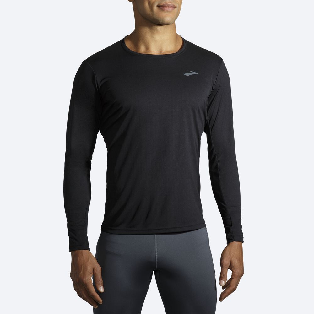 Brooks Atmosphere Long Sleeve Moški Majice Črne | Slovenija-02769