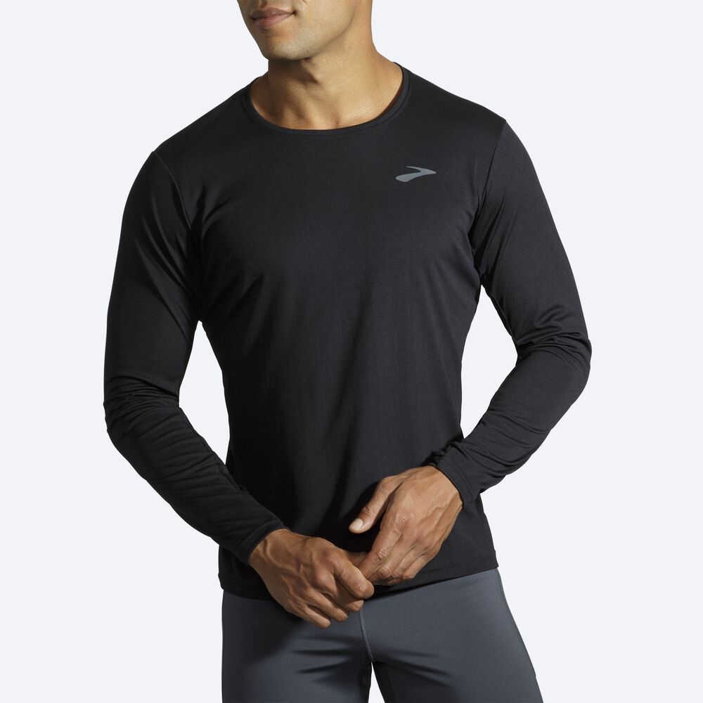 Brooks Atmosphere Long Sleeve Moški Majice Črne | Slovenija-02769