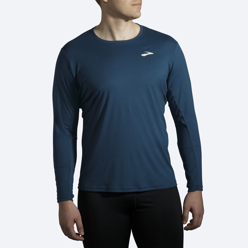 Brooks Atmosphere Long Sleeve Moški Majice Indigo | Slovenija-25864