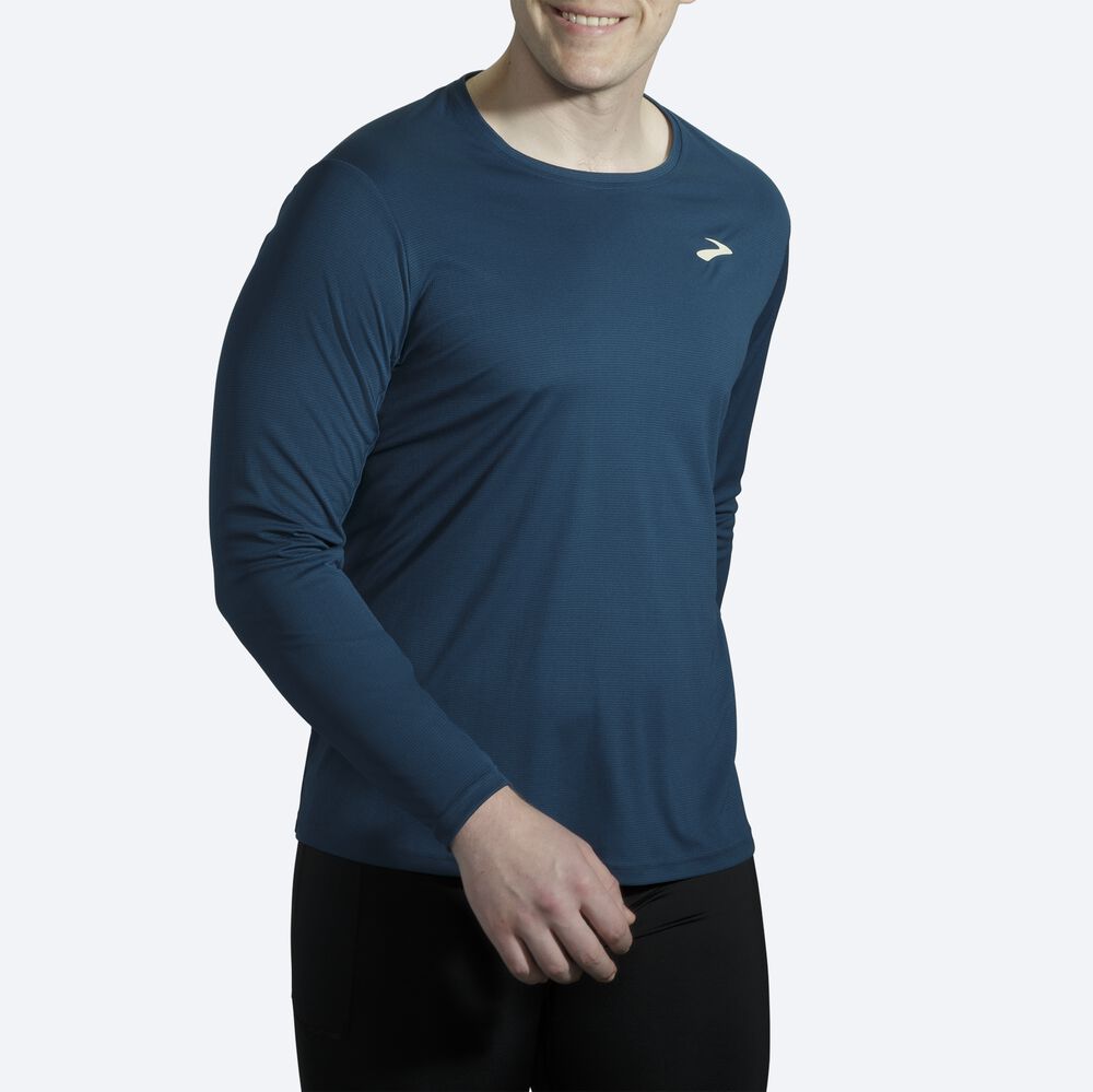 Brooks Atmosphere Long Sleeve Moški Majice Indigo | Slovenija-25864