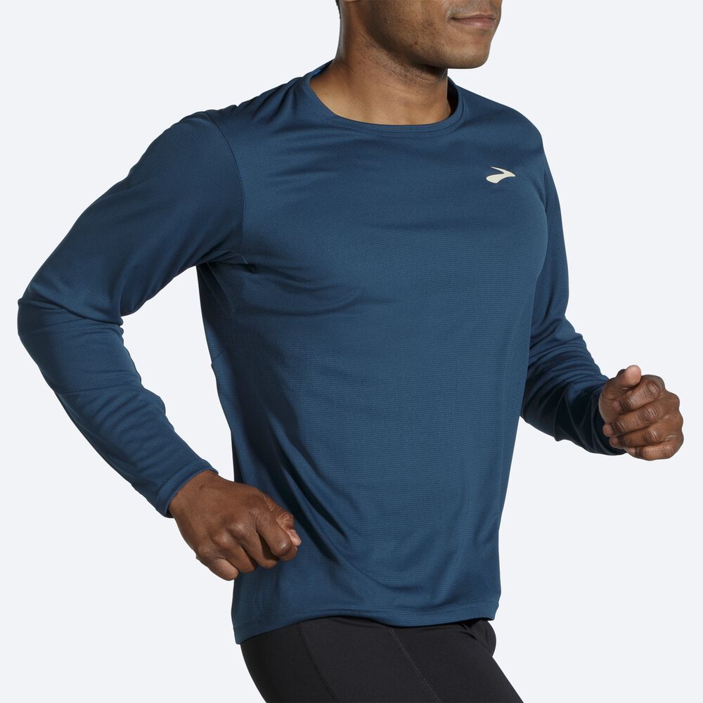 Brooks Atmosphere Long Sleeve Moški Majice Indigo | Slovenija-25864