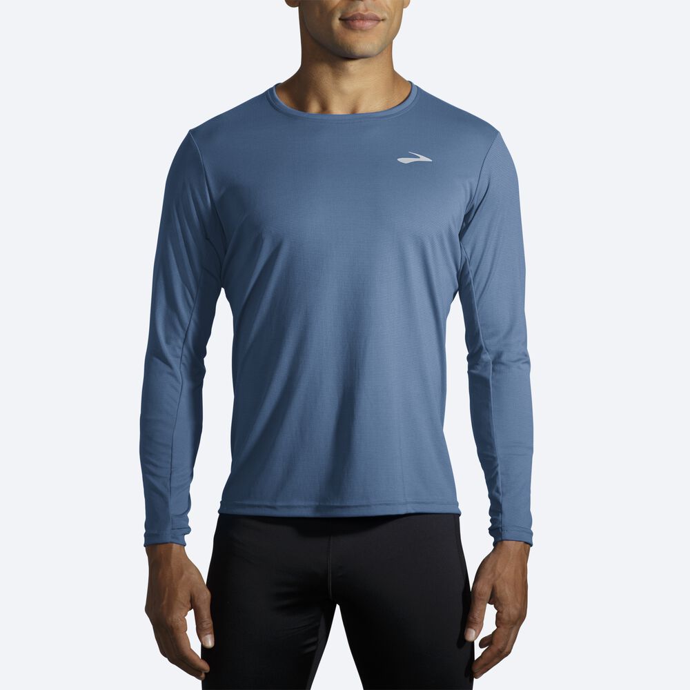 Brooks Atmosphere Long Sleeve Moški Majice Modre | Slovenija-76189