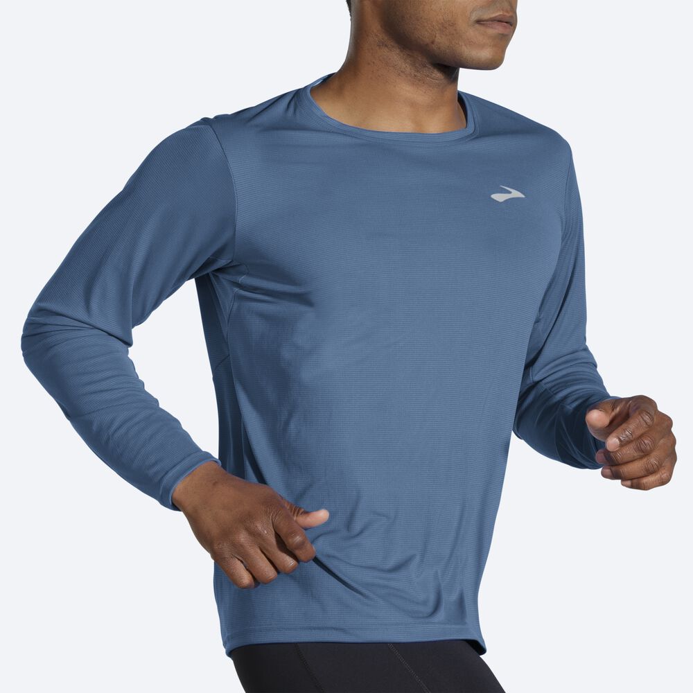 Brooks Atmosphere Long Sleeve Moški Majice Modre | Slovenija-76189