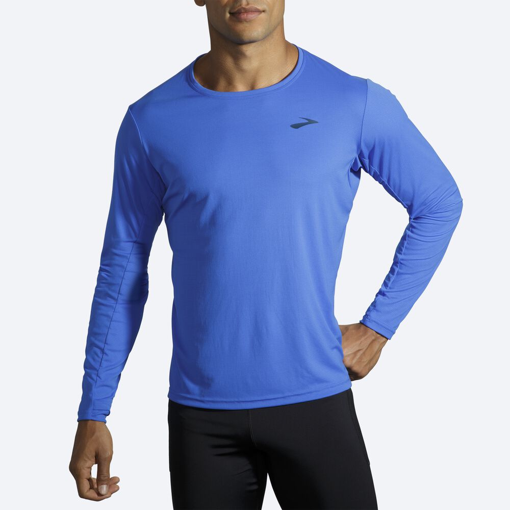 Brooks Atmosphere Long Sleeve Moški Majice Modre | Slovenija-80712