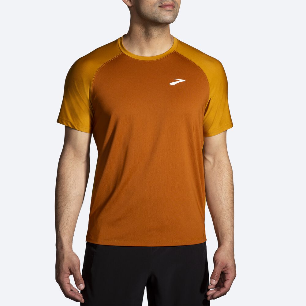 Brooks Atmosphere Short Sleeve 2.0 Moški Majice Rjave Rumene | Slovenija-71325