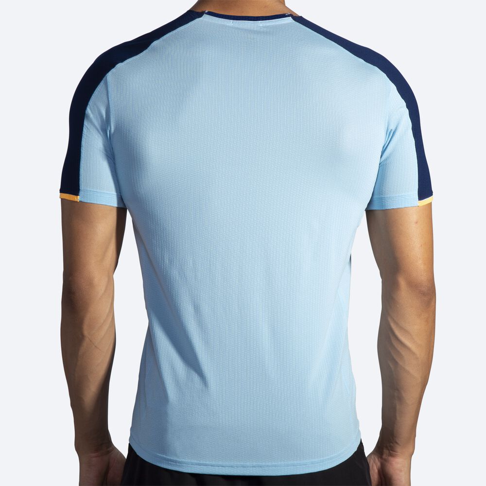 Brooks Atmosphere Short Sleeve Moški Majice Temno Modre Oranžne | Slovenija-14853