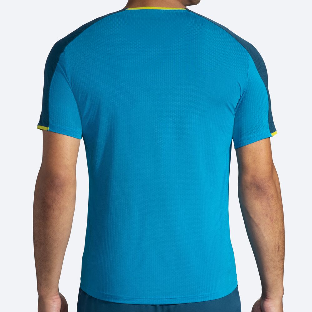 Brooks Atmosphere Short Sleeve Moški Majice Modre Temno Zelene | Slovenija-71205