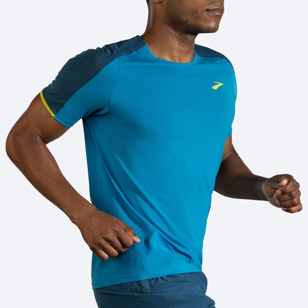 Brooks Atmosphere Short Sleeve Moški Majice Modre Temno Zelene | Slovenija-71205