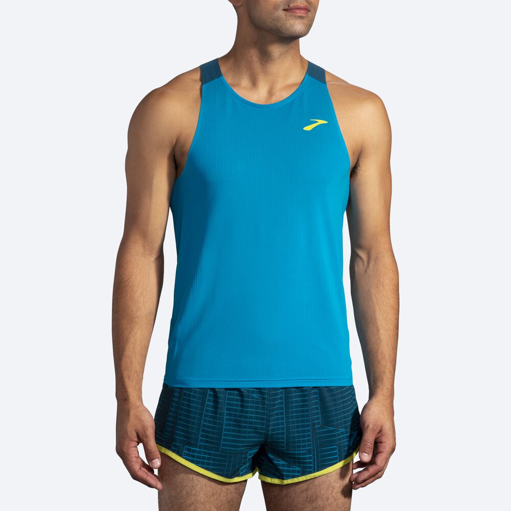 Brooks Atmosphere Singlet Moški Majice Brez Rokavov Modre Temno Zelene | Slovenija-06241