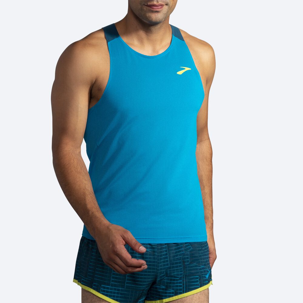 Brooks Atmosphere Singlet Moški Majice Brez Rokavov Modre Temno Zelene | Slovenija-06241