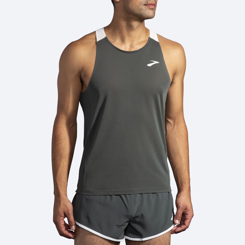 Brooks Atmosphere Singlet Moški Majice Brez Rokavov Temno Sive Sive | Slovenija-36217