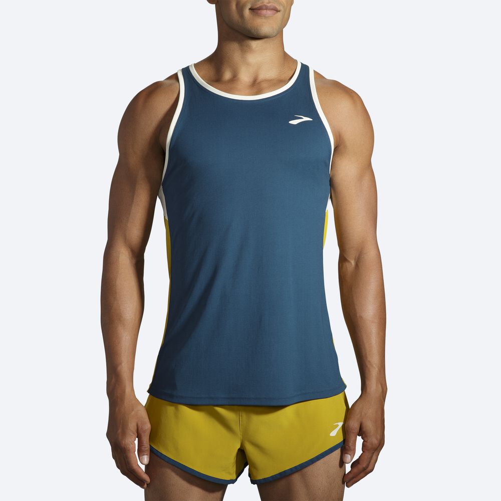 Brooks Atmosphere Singlet Moški Majice Brez Rokavov Indigo Oranžne | Slovenija-74561