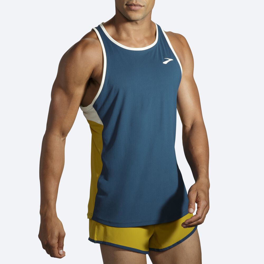 Brooks Atmosphere Singlet Moški Majice Brez Rokavov Indigo Oranžne | Slovenija-74561