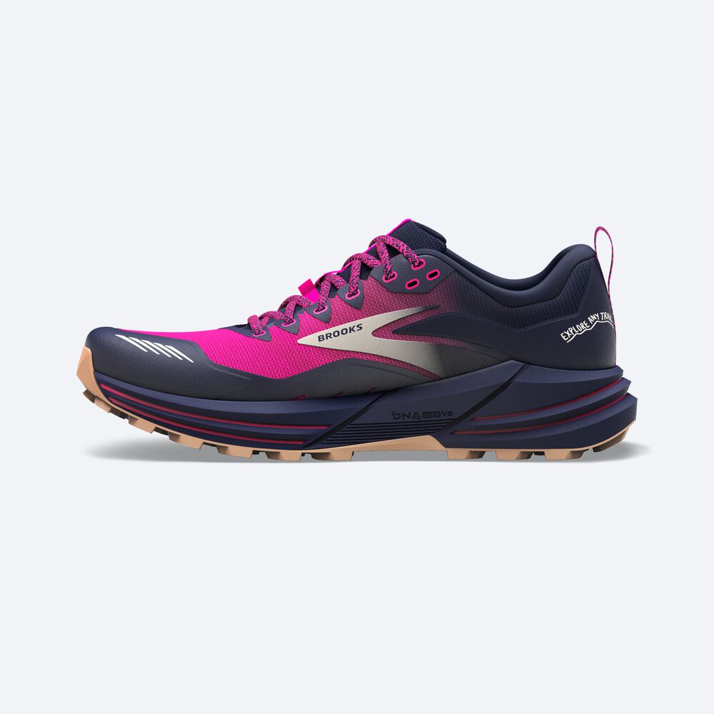 Brooks Cascadia 16 Ženske Trail Tekaški Copati Temno Modre Roza | Slovenija-21967