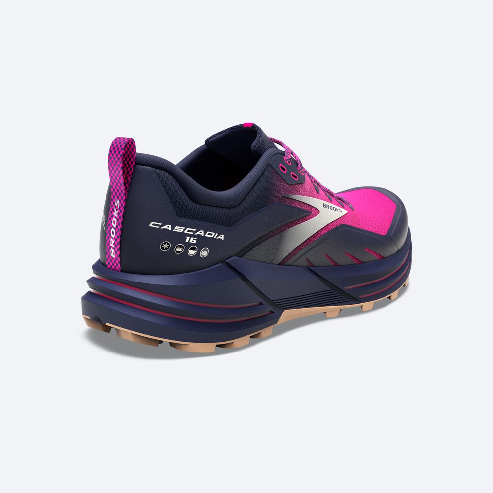 Brooks Cascadia 16 Ženske Trail Tekaški Copati Temno Modre Roza | Slovenija-21967