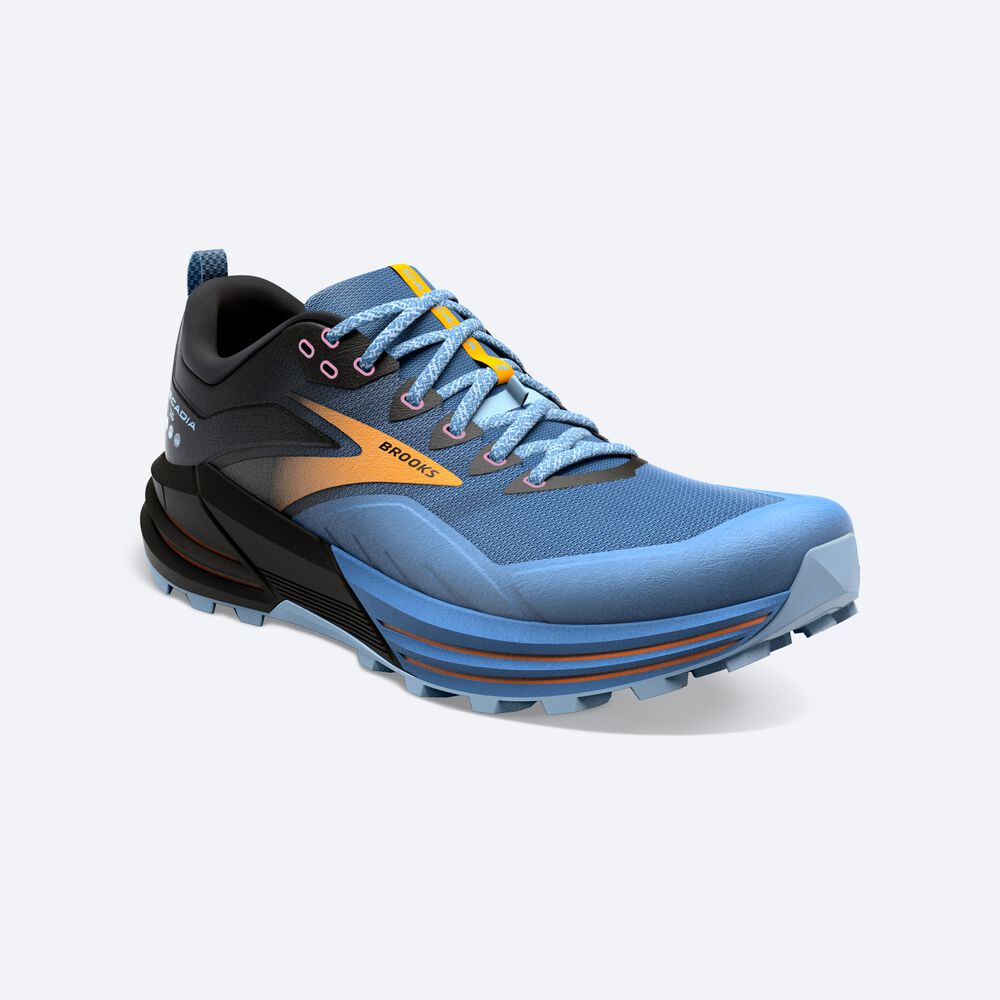 Brooks Cascadia 16 Ženske Trail Tekaški Copati Modre Črne Rumene | Slovenija-41602