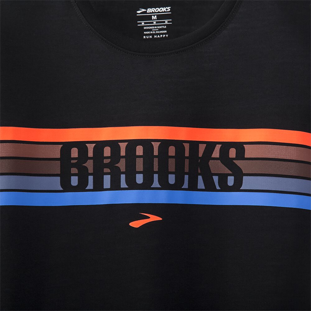 Brooks Distance Grafične Long Sleeve Moški Majice Črne | Slovenija-63928