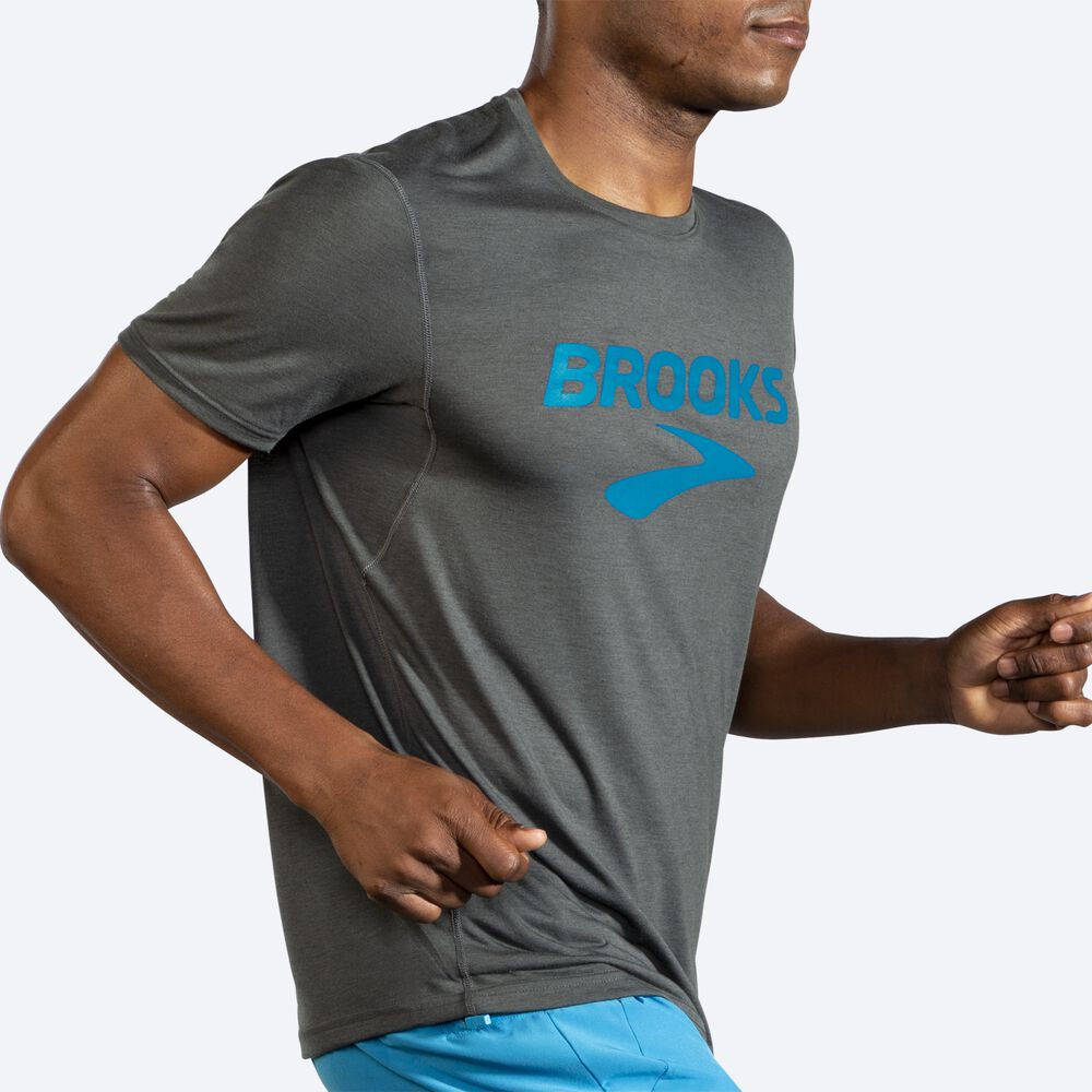 Brooks Distance Grafične Short Sleeve Moški Majice Temno | Slovenija-06938