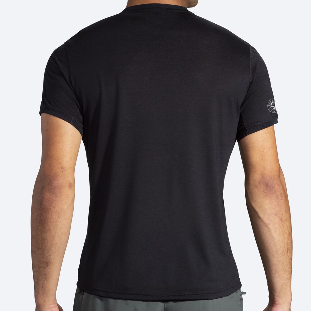 Brooks Distance Grafične Short Sleeve Moški Majice Črne | Slovenija-49076