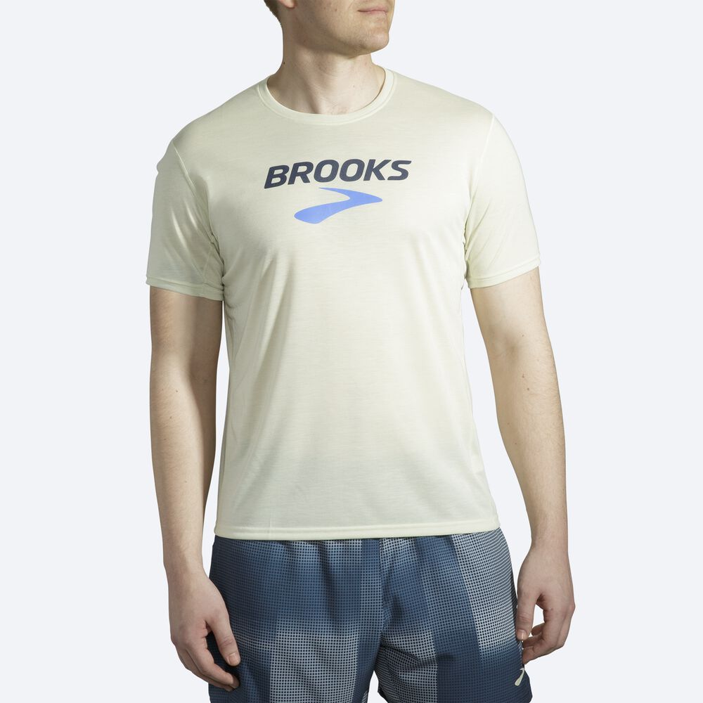 Brooks Distance Grafične Short Sleeve Moški Majice Oranžne | Slovenija-68541