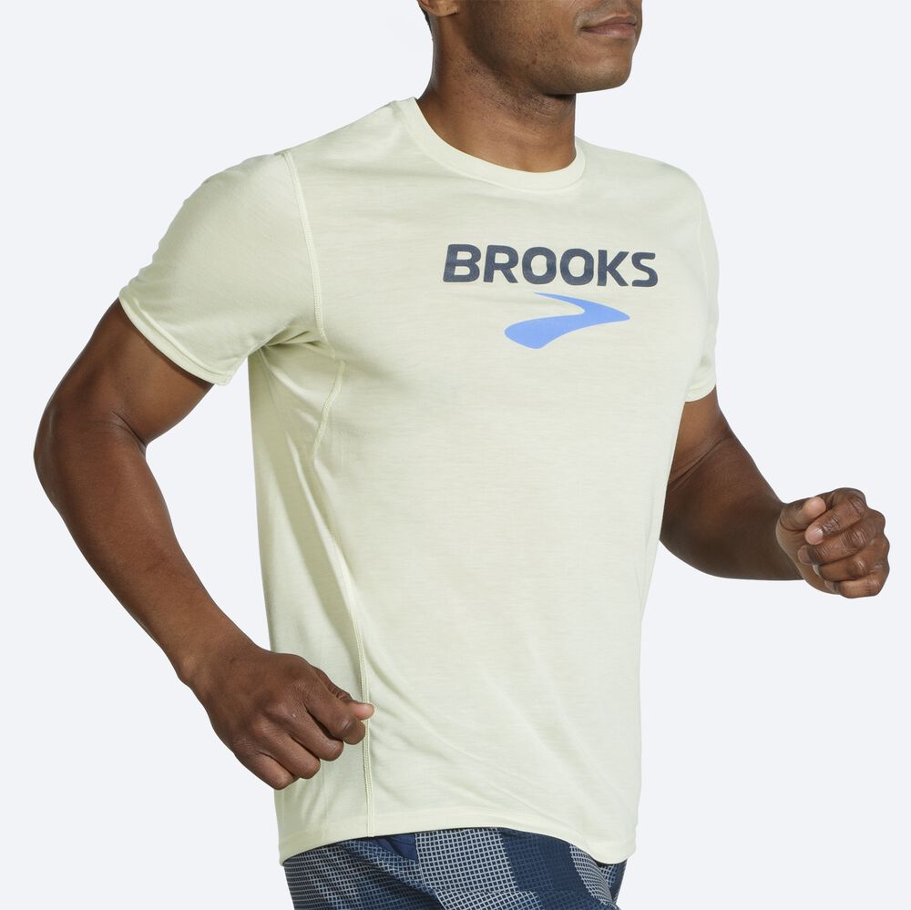 Brooks Distance Grafične Short Sleeve Moški Majice Oranžne | Slovenija-68541