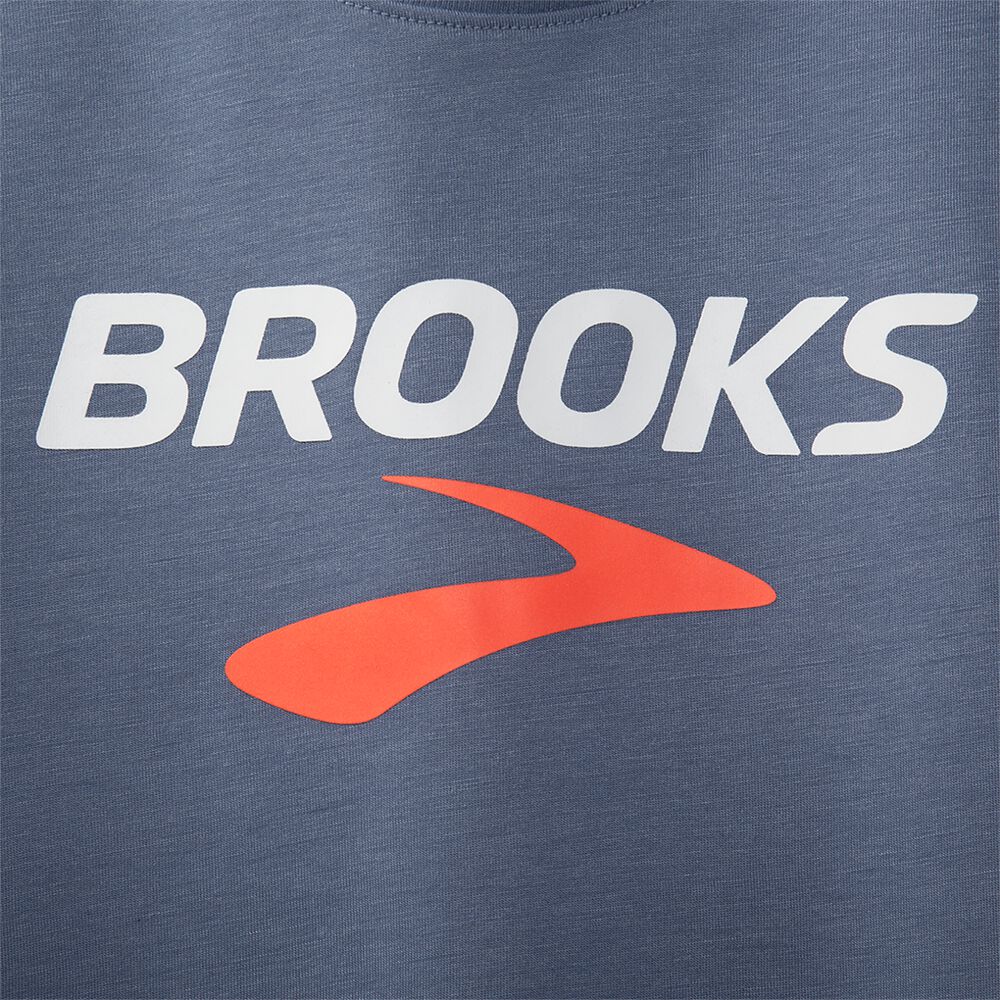 Brooks Distance Grafične Short Sleeve Moški Majice Sive | Slovenija-79426