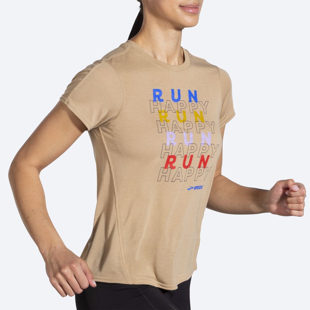 Brooks Distance Grafične Short Sleeve Ženske Majice Bež | Slovenija-28753