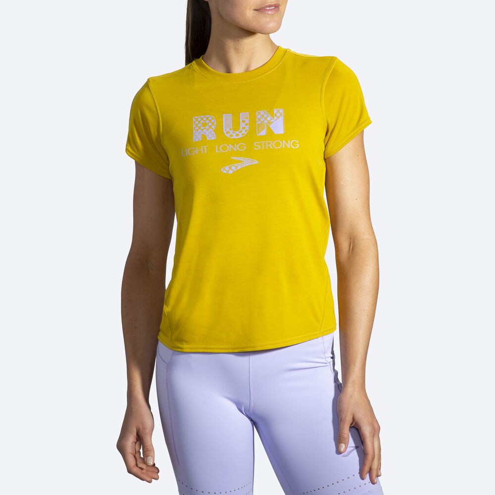 Brooks Distance Grafične Short Sleeve Ženske Majice Zlate | Slovenija-61789