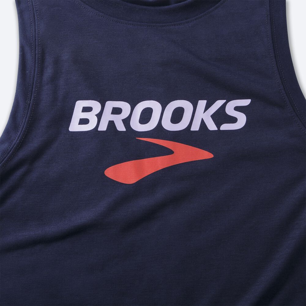 Brooks Distance Grafične Ženske Majice Brez Rokavov Temno Modre | Slovenija-57024