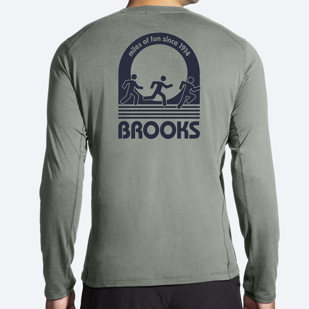 Brooks Distance Long Sleeve 2.0 Moški Majice Zelene | Slovenija-04632