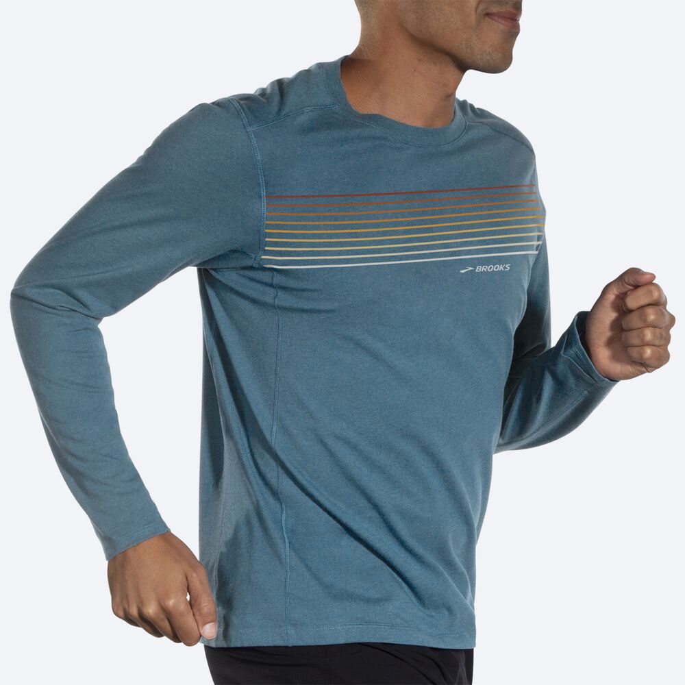 Brooks Distance Long Sleeve 2.0 Moški Majice Modre | Slovenija-18970