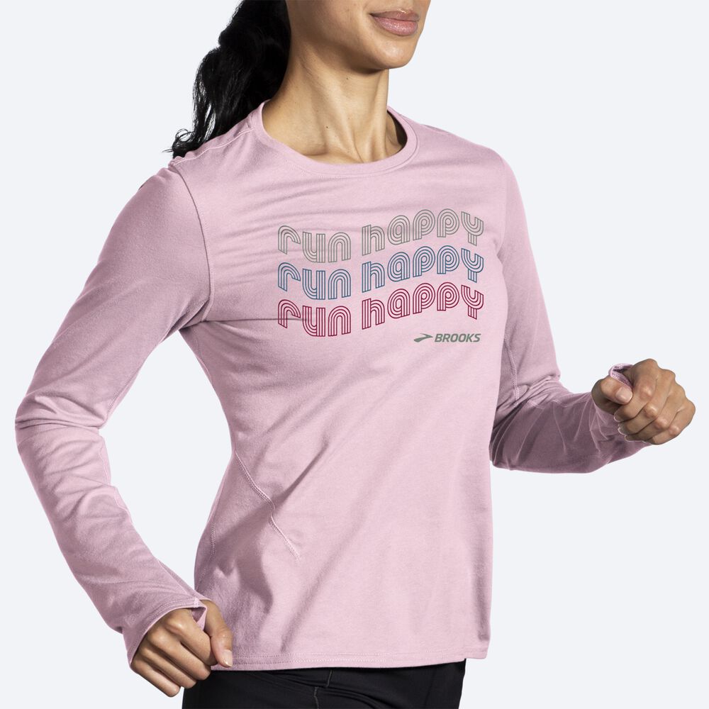 Brooks Distance Long Sleeve 2.0 Ženske Majice Roza | Slovenija-13492