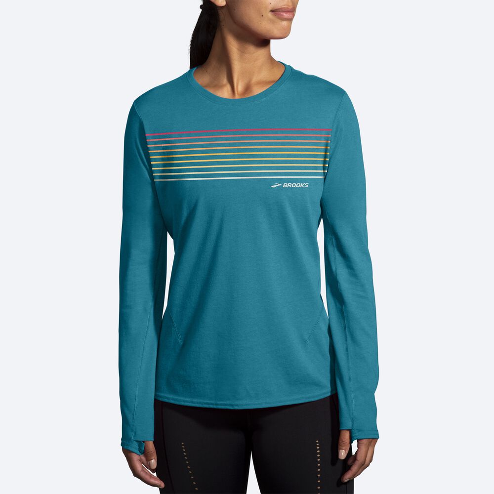 Brooks Distance Long Sleeve 2.0 Ženske Majice Stripes | Slovenija-93068