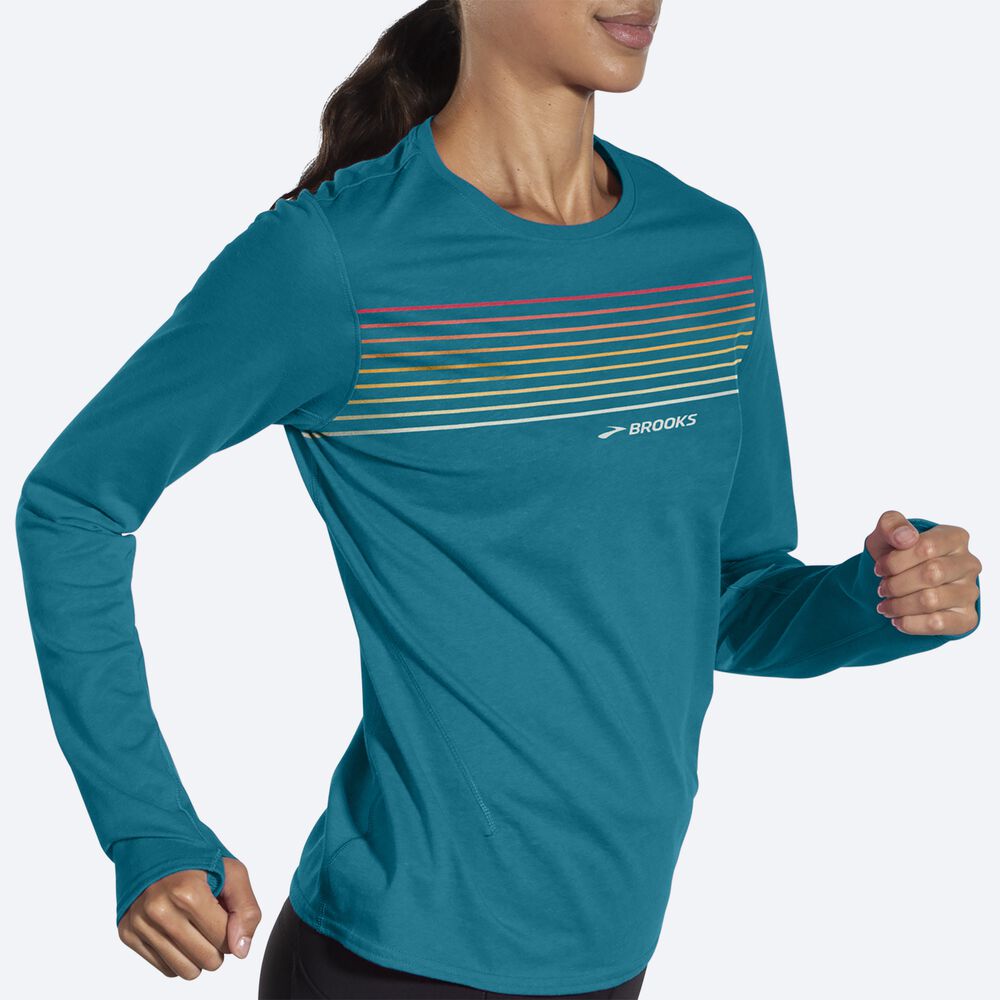 Brooks Distance Long Sleeve 2.0 Ženske Majice Stripes | Slovenija-93068