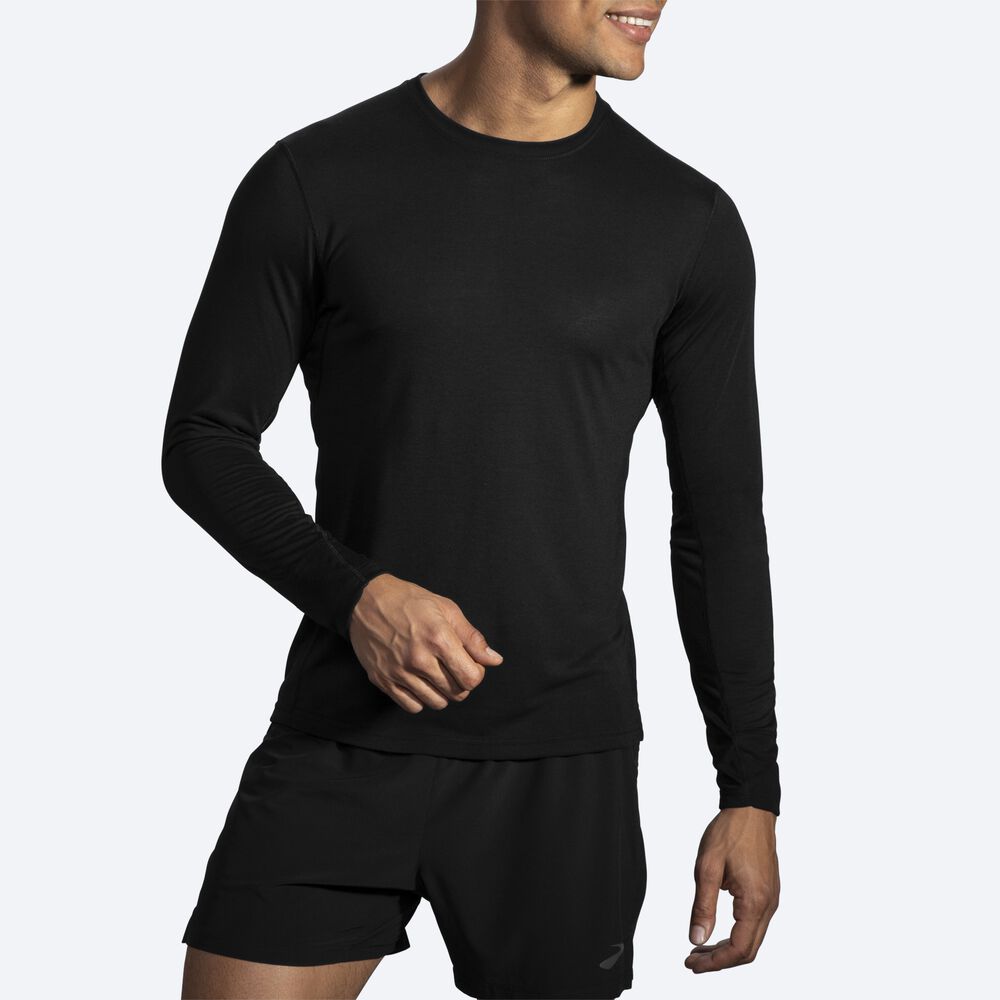 Brooks Distance Long Sleeve Moški Majice Črne | Slovenija-96247