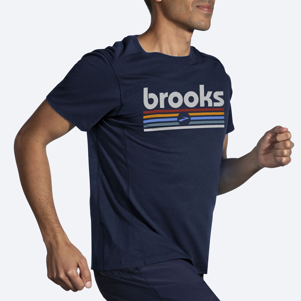 Brooks Distance Short Sleeve 2.0 Moški Majice Temno Modre | Slovenija-52930