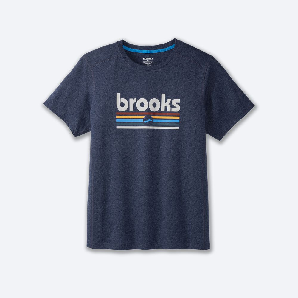 Brooks Distance Short Sleeve 2.0 Moški Majice Temno Modre | Slovenija-52930