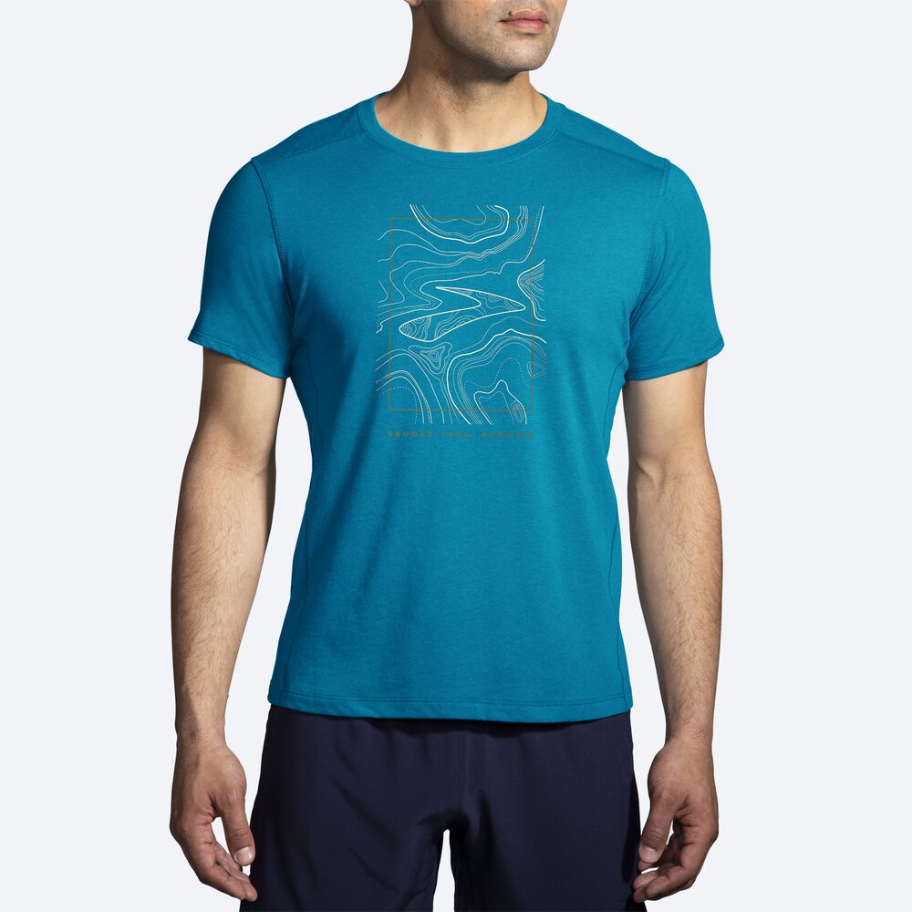 Brooks Distance Short Sleeve 2.0 Moški Majice Modre | Slovenija-95481