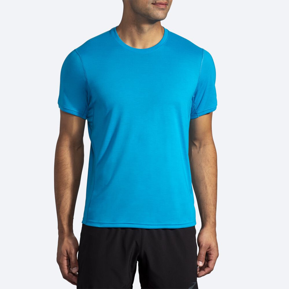 Brooks Distance Short Sleeve Moški Majice Modre | Slovenija-25310