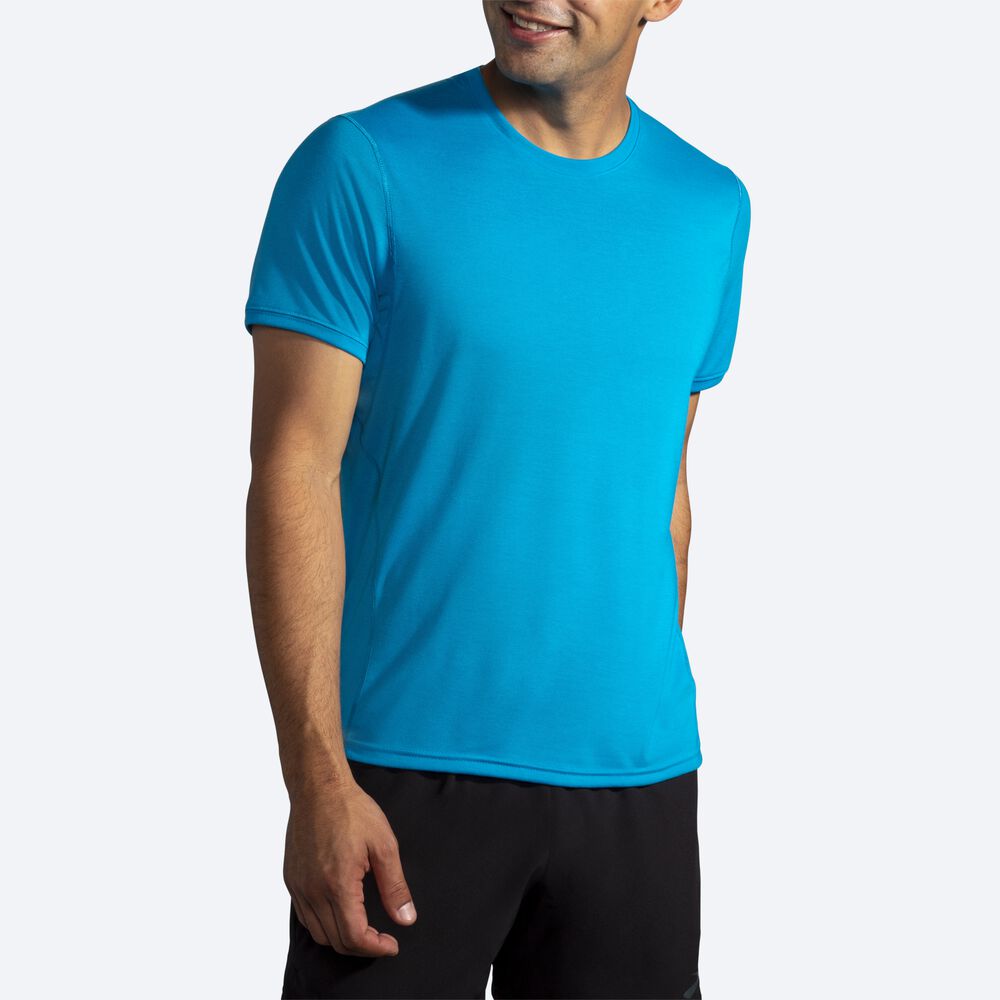 Brooks Distance Short Sleeve Moški Majice Modre | Slovenija-25310