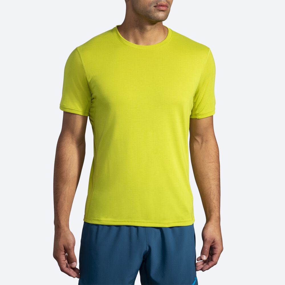 Brooks Distance Short Sleeve Moški Majice Rumene | Slovenija-42903