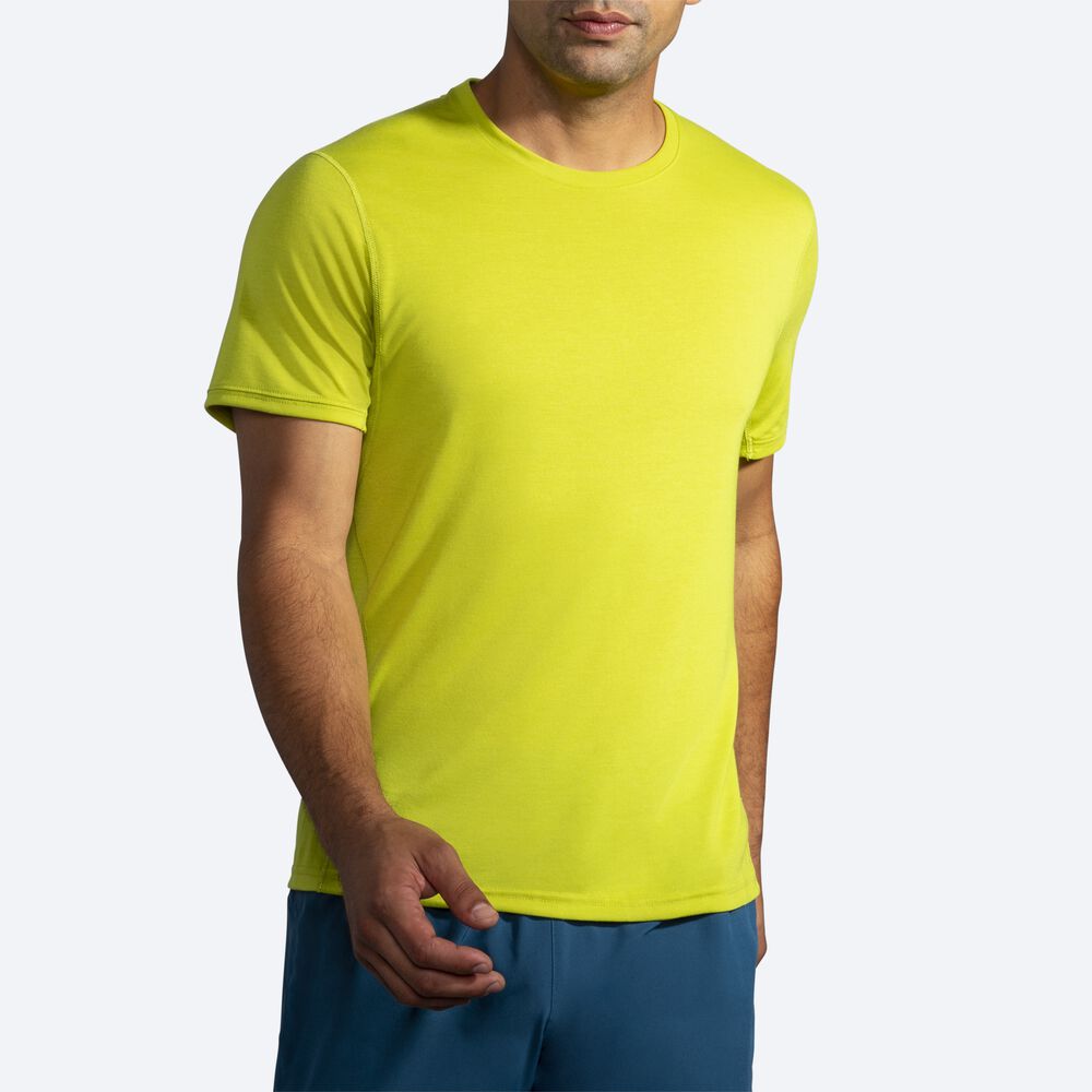 Brooks Distance Short Sleeve Moški Majice Rumene | Slovenija-42903