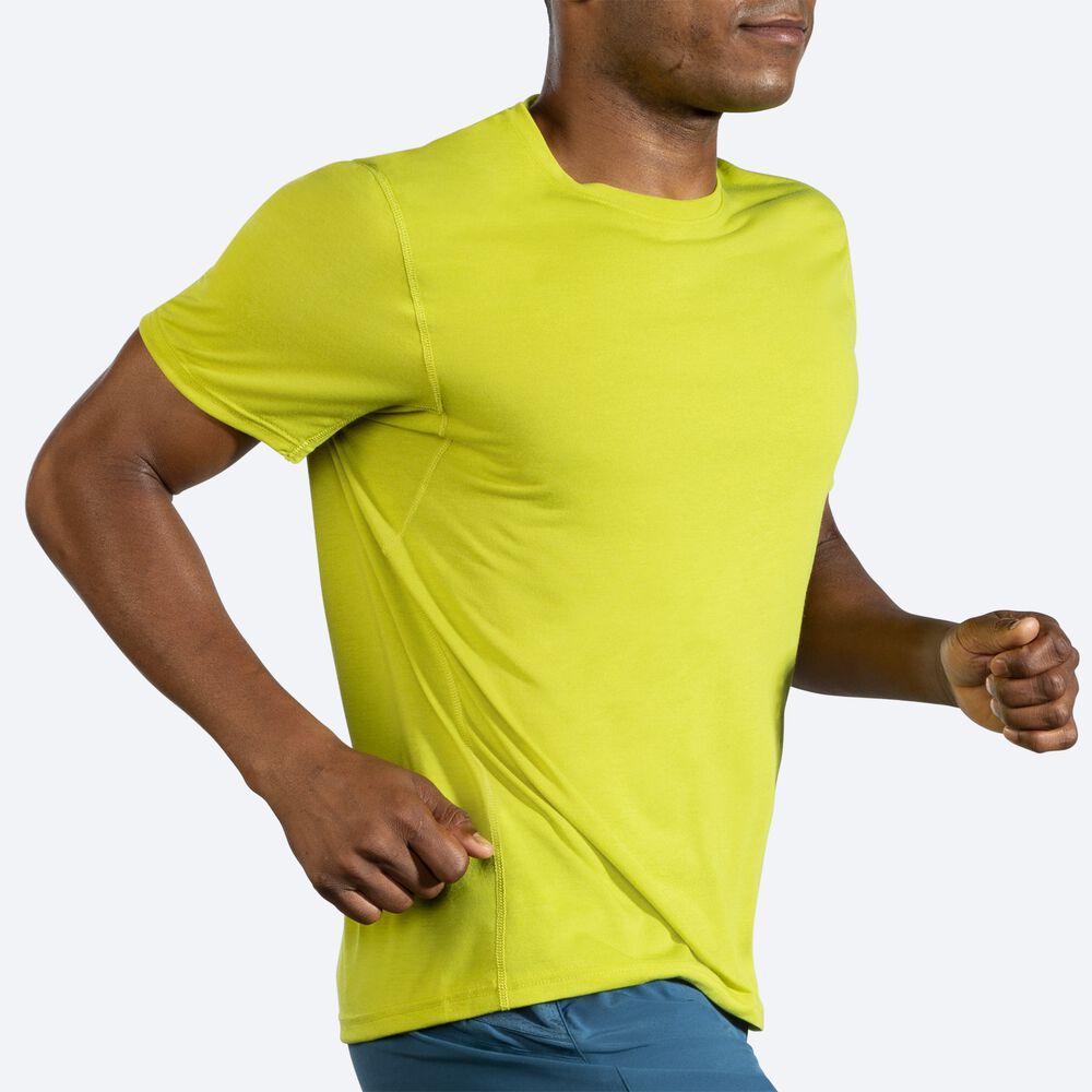 Brooks Distance Short Sleeve Moški Majice Rumene | Slovenija-42903